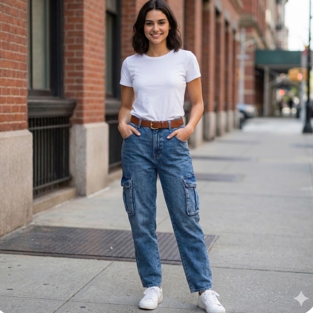 🚨3X$30🚨 Bluenotes Blue Relaxed Jeans with Cargo Style